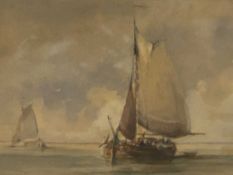 ATTRIBUTED TO GEORGE W CHAMBERS (1803-1840) - sailing boats offshore, label verso 'Original