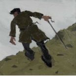 ‡ SIR KYFFIN WILLIAMS RA oil on canvas - iconic image of a farmer walking on mountainside, signed