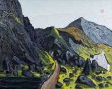 ‡ WYNNE JENKINS oil on canvas - entitled on verso 'Ar Y Llwybr-Wyddfa' (on the Snowdon path), signed