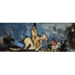 ‡ SIR FRANK BRANGWYN RA oil on board - titled in hand on label verso, 'Man on a Donkey' and with the