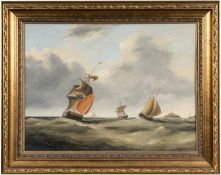 HENRY BIRCHALL (British, 19th Century) oil on canvas - sailing off Swansea with boats in full-sail