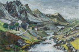 ‡ BARBARA HAYES oil - entitled verso 'Old Mines at Cwmystwyth', signed, 60 x 90cms Provenance: