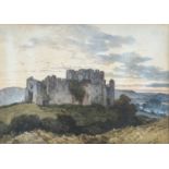 EDWARD DUNCAN watercolour - printed title to mount 'Oystermouth Castle, Swansea, 1855', signed E.