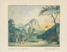 WILLIAM WESTON YOUNG watercolour - printed title to mount 'Carreg Cennen Castle, 1804,