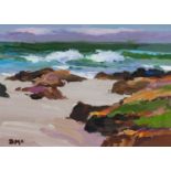 ‡ DONALD MCINTYRE acrylic - entitled verso ' Western Sea No.3', signed with initials, 20 x 28cms