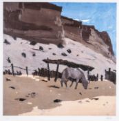 ‡ SIR KYFFIN WILLIAMS RA limited edition (82/150) print - Patagonia landscape with horse,