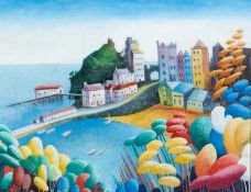 ‡ RALPH SPILLER oil on board - Tenby harbour, signed with initials, dated 1996, 39 x 49cms