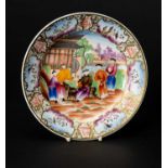 SWANSEA PORCELAIN CHINOISERIE MANDARIN PLATE circa 1819, of circular form, colourfully decorated