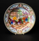 SWANSEA PORCELAIN CHINOISERIE MANDARIN PLATE circa 1819, of circular form, colourfully decorated
