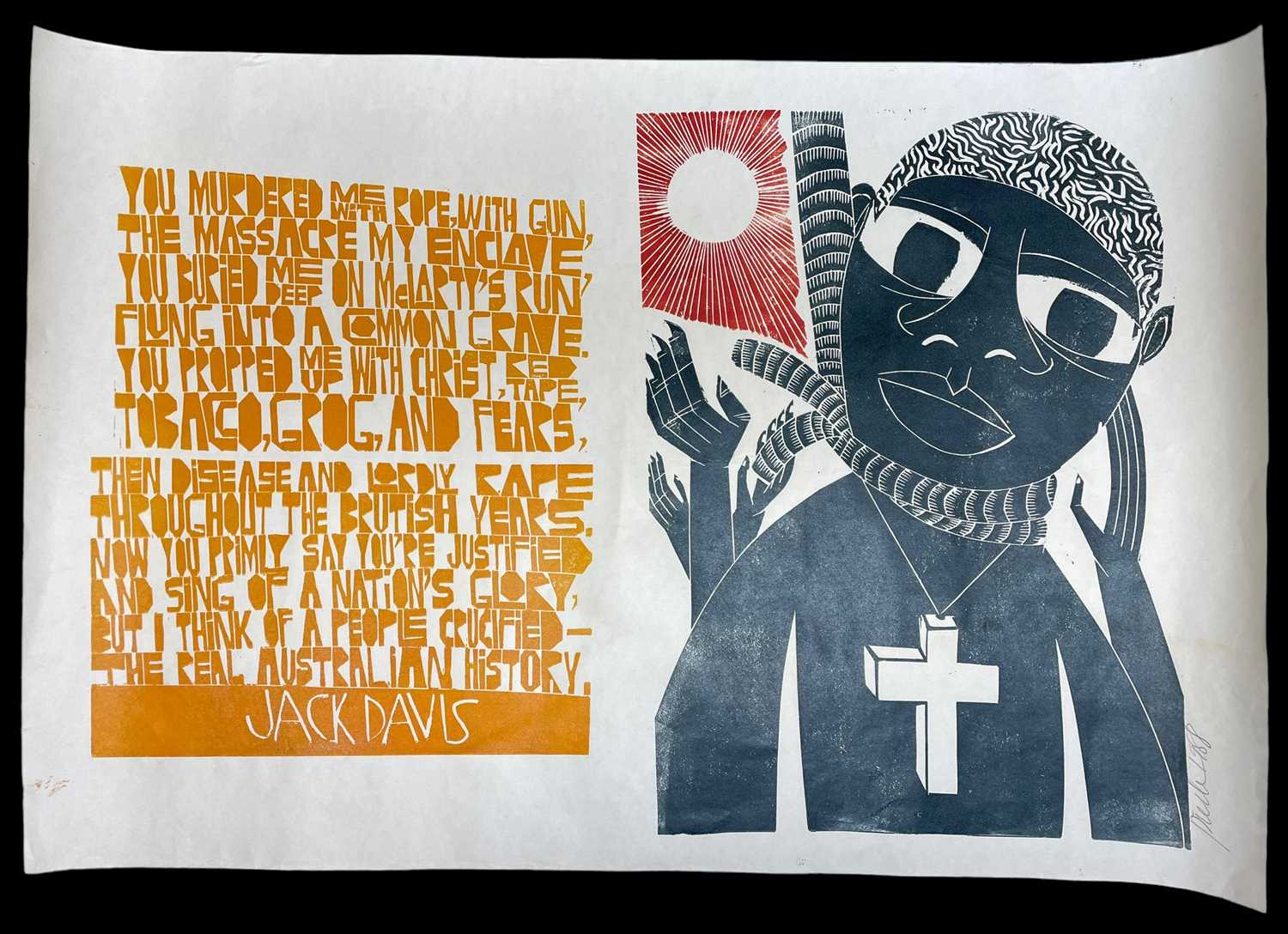 ‡ PAUL PETER PIECH four colour lithograph - Jack Davis poem relating to Aboriginal oppression, - Image 3 of 4