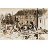 ‡ WILL EVANS pen & inkwash - ruins of Swansea after the blitz of WWII, 1941, entitled bottom
