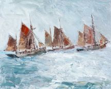 ‡ LYNNFORD JONES oil on canvas - untitled, yachts at sea, signed verso, 23.5 x 29cms Provenance: