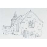 ‡ SIR KYFFIN WILLIAMS RA preliminary pencil sketch - church and churchyard, 20 x 30cms Provenance: