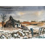 ‡ KAREL LEK MBE watercolour - landscape with farmhouse, signed, 22.5 x 31cms Provenance: private