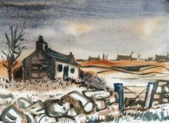 ‡ KAREL LEK MBE watercolour - landscape with farmhouse, signed, 22.5 x 31cms Provenance: private