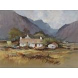 ‡ GERALD V GADD pastel - farmstead with caravan, entitled 'North Wales Valley' signed & dated '87,