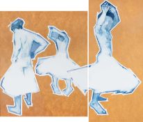 ‡ BETH MARSDEN oil on canvas diptych - entitled verso, 'Dancers', both canvases signed verso, 120