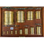 SET TWELVE VICTORIAN BRASS 'COUNTY OF CARNARVON' IMPERIAL FLUID MEASURES 1880, engraved titles, from