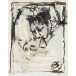 ‡ JOSEF HERMAN OBE RA pen and ink - figure with head resting on arm of another figure, circa 1940-