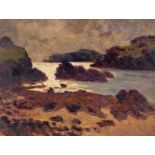CHRISTOPHER WILLIAMS oil on canvas - entitled verso 'Llangrannog Moonlight, 1917', 28 x 37cms