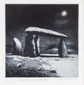 ‡ ROGER MORTIMER limited edition (3/20) aquatint - view of the neolithic Pentre Isaf Burial