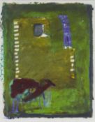 ‡ ROGER CECIL mixed media - entitled verso 'Black Sheep' on Kilvert Gallery label, 19 x 15cms