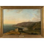 THOMAS ROTHWELL (1742-1807) oil on canvas - entitled, 'Oystermouth Castle & the Mumbles 1792',