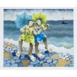 ‡ MURIEL DELAHAYE limited edition (32/275) coloured print - entitled 'Ice Cream Ladies', signed,