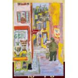 ‡ KAREL LEK MBE portfolio of six mixed media works on card or cardboard - theatre set designs,