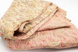 DOUBLE SIDED WELSH (CARMARTHENSHIRE) FLORAL QUILT circa 1900, one side of Paisley design to a pink