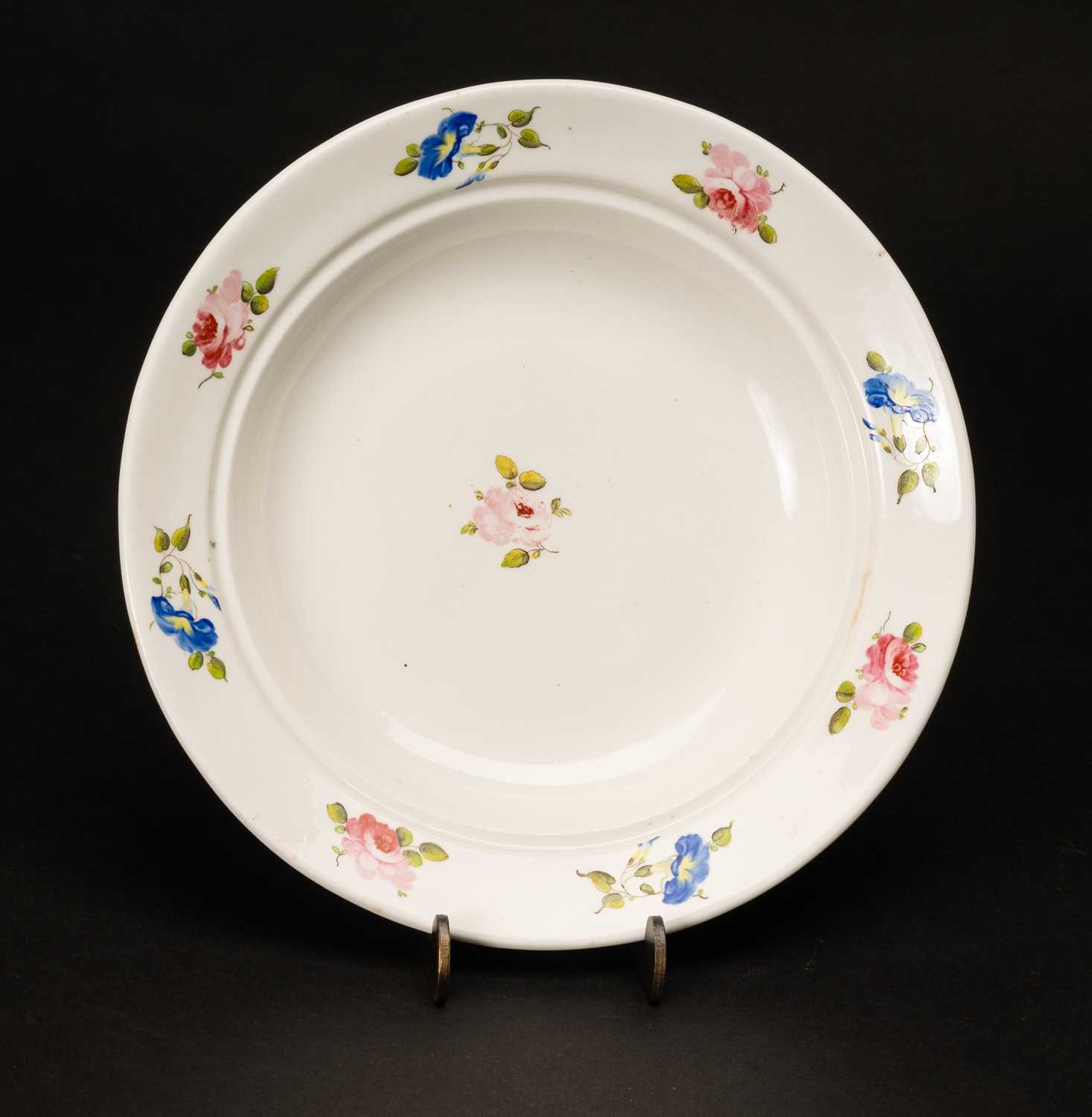 SWANSEA BEVINGTON PORCELAIN MUFFIN DISH, everted rim and centre painted with convolvulus, rare '