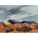 ‡ SIR KYFFIN WILLIAMS RA oil on canvas - label on verso entitled 'Snowdon in Autumn', 51 x 69cms