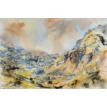 ‡ ARTHUR GIARDELLI watercolour & ink - mountain landscape, monogrammed, 38 x 56.5cms Provenance: