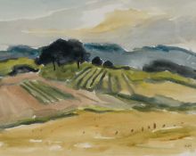 ‡ SIR KYFFIN WILLIAMS RA watercolour - entitled verso 'French Landscape', signed with initials, 39 x