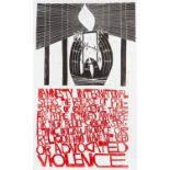 ‡ PAUL PETER PIECH two colour lithograph - for Amnesty international opposing the detention of