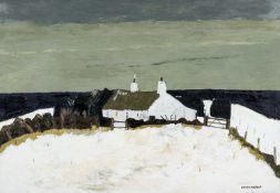‡ OWEN MEILIR oil on board - winter farm, signed, 68 x 97cms Provenance: private collection