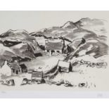 ‡ SIR KYFFIN WILLIAMS RA limited edition (169/350) print - cottages at Mynydd Bodafon, signed with