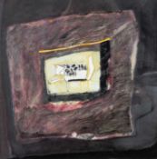 ‡ ROGER CECIL mixed media - inscribed verso 'Untitled Cat Picture' on Kilvert Gallery label, 42 x