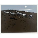 ‡ SIR KYFFIN WILLIAMS RA limited edition (3/100) linocut - entitled verso 'Anglesey Ponies' on Attic