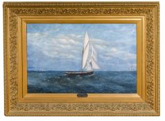 EARLY 20TH CENTURY SCHOOL oil on canvas - 'Marguerite', a pilot cutter in full sale, titled on brass