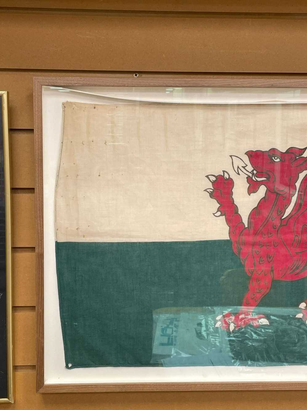 EARLY 20TH CENTURY WELSH FLAG (Y DDRAIG GOCH) with stitched edging and printed British made, 43 x - Image 21 of 21