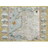 JOHN SPEED hand coloured engraved map of Wales - John Sudbury and George Humble (1610 or later) with