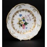 SWANSEA PORCELAIN DESSERT PLATE circa 1815-17, probably painted by William Pollard with wild