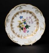SWANSEA PORCELAIN DESSERT PLATE circa 1815-17, probably painted by William Pollard with wild