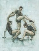 ‡ CARL CHAPPLE oil on canvas - Ballet Cymru rehearsal with dancers Andrea Battaggia, Maria