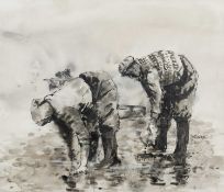 ‡ ANDREW DOUGLAS FORBES mixed media - cockle pickers, signed, 35 x 41cms Provenance: private