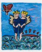 ‡ HELEN LOPEZ gouache - entitled verso, 'Where Angels Wait', signed & dated '96, 25 x 19cms