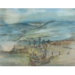 ‡ RAY EVANS mixed media - entitled verso, 'The Ruined Shepherds Hut', signed, 44 x 55cms Provenance: