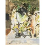 ‡ GRAHAM SUTHERLAND ink and watercolour - abstract study in green, grey and red, signed with