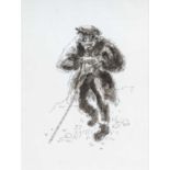 ‡ SIR KYFFIN WILLIAMS RA mixed media - entitled verso 'Farmer with a Stick', 38 x 28cms